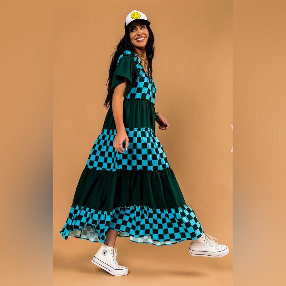 DRESSED IN LALA SzXL Checkered Dress